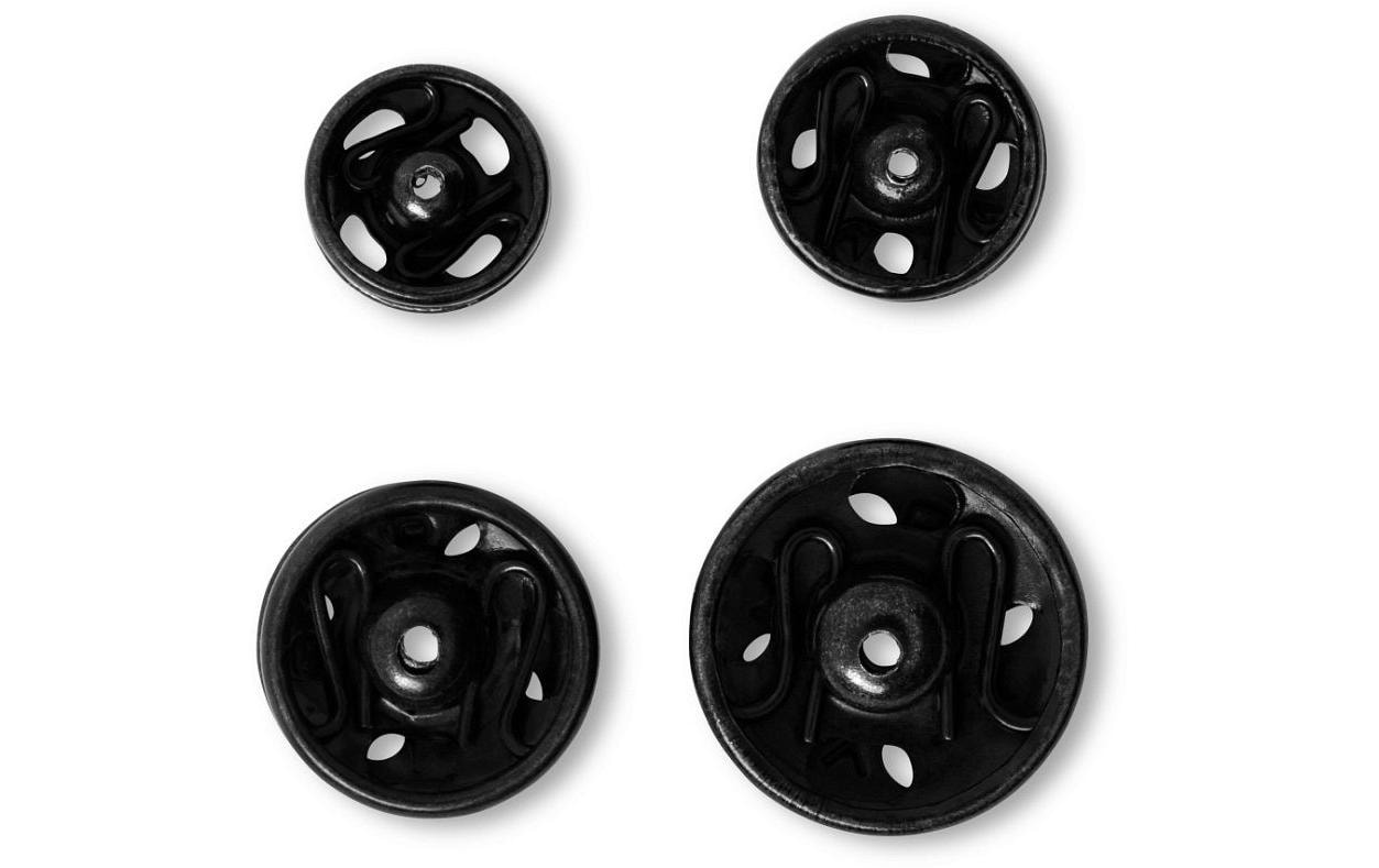 Druckknöpfe Schwarz, 6-11 mmAnnähdruckknöpfe für Bekleidung und Accessoires