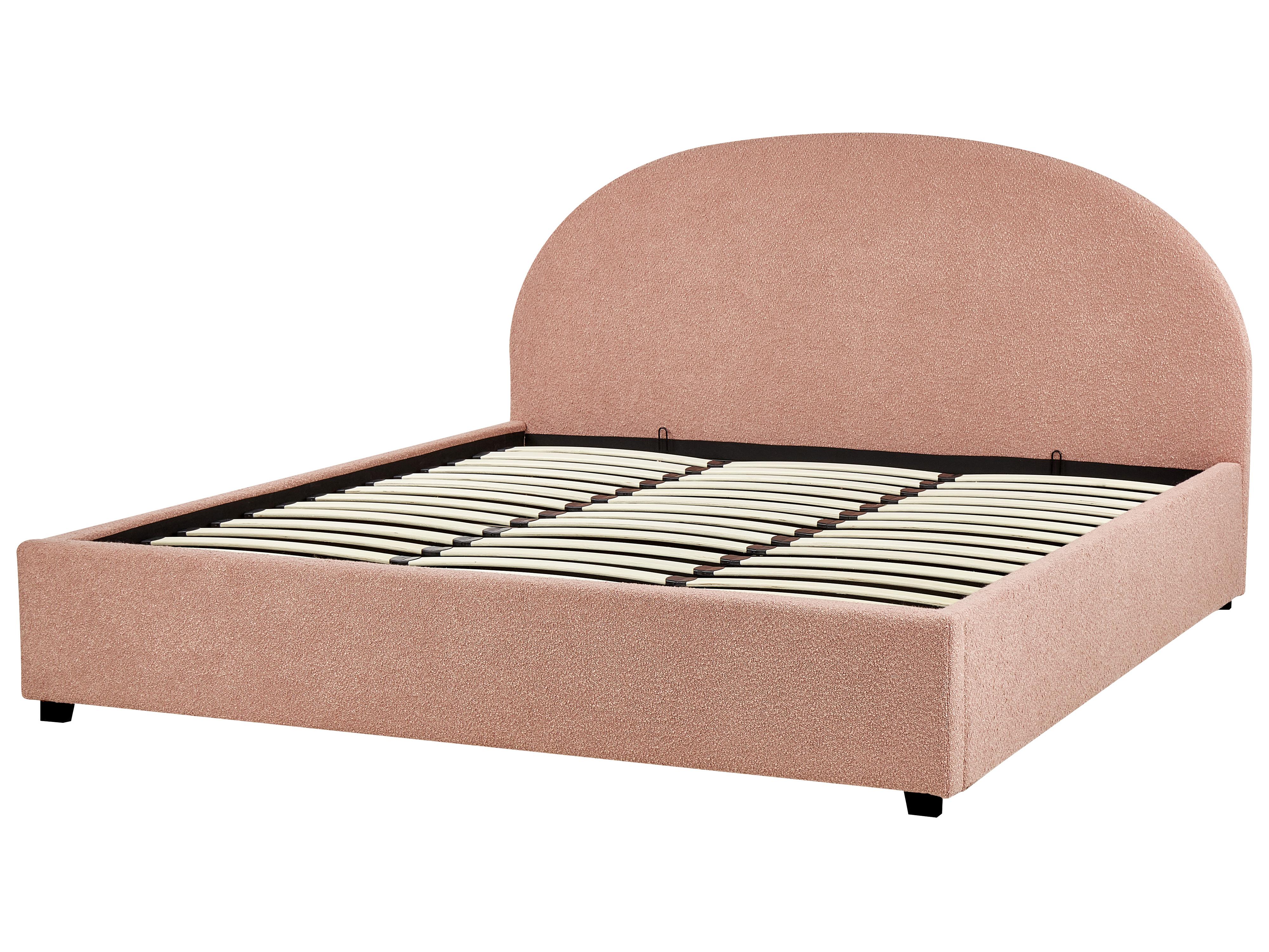 Bed met opbergruimte Bouclé VAUCLUSE 180 x 200 cm Pastelroze