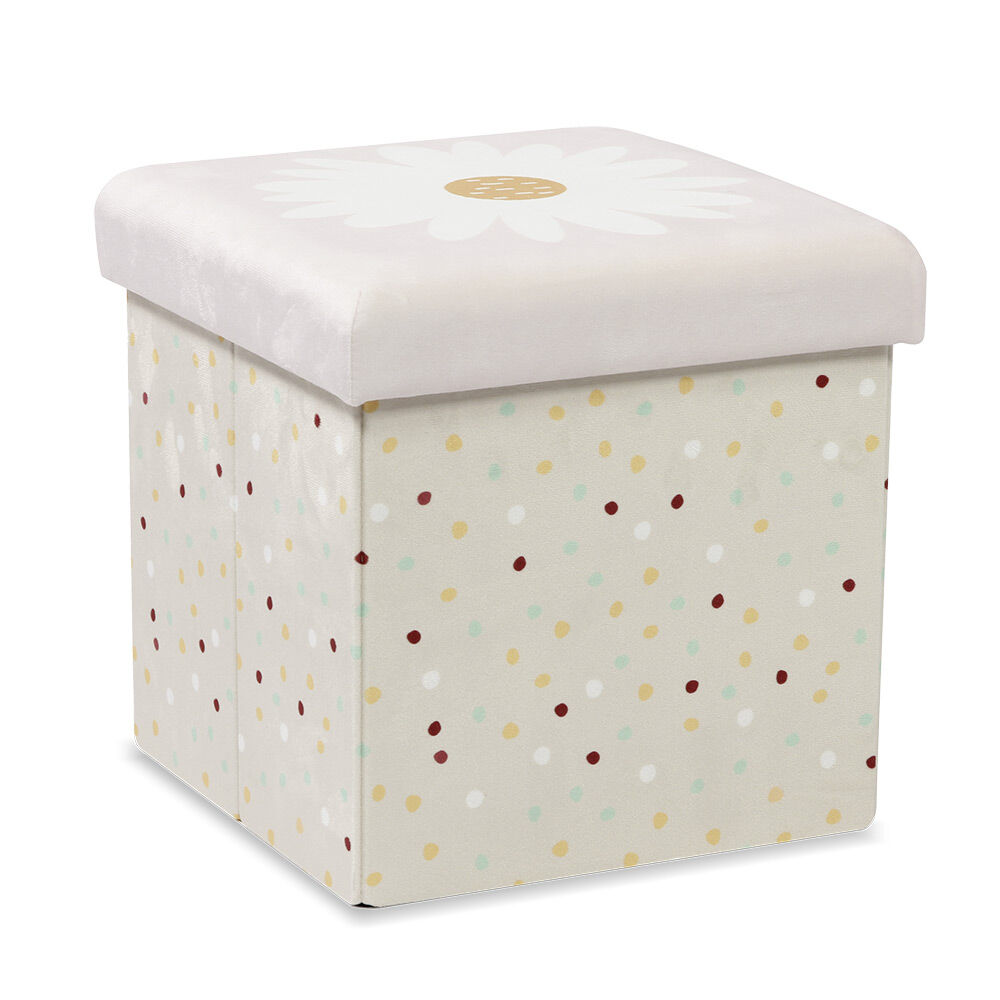 Pouf coffre cube Clara fleur - L30xP30xH30 cm