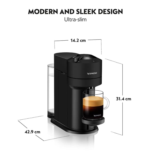NESPRESSO® Vertuo Next kaffemaskine fra DeLonghi, Matt Sort