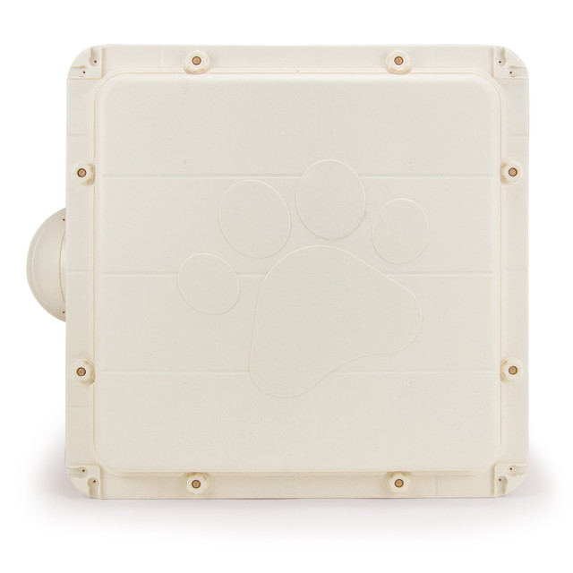 Loboo - Smartkave Cube Alaska Canil e Casinha para Cães e Gatos, para Uso Externo, com Design Modular, Isolamento Térmico e Contra Intempéries, Alimentador e Parede Traseira Articulada, Branco e Bege