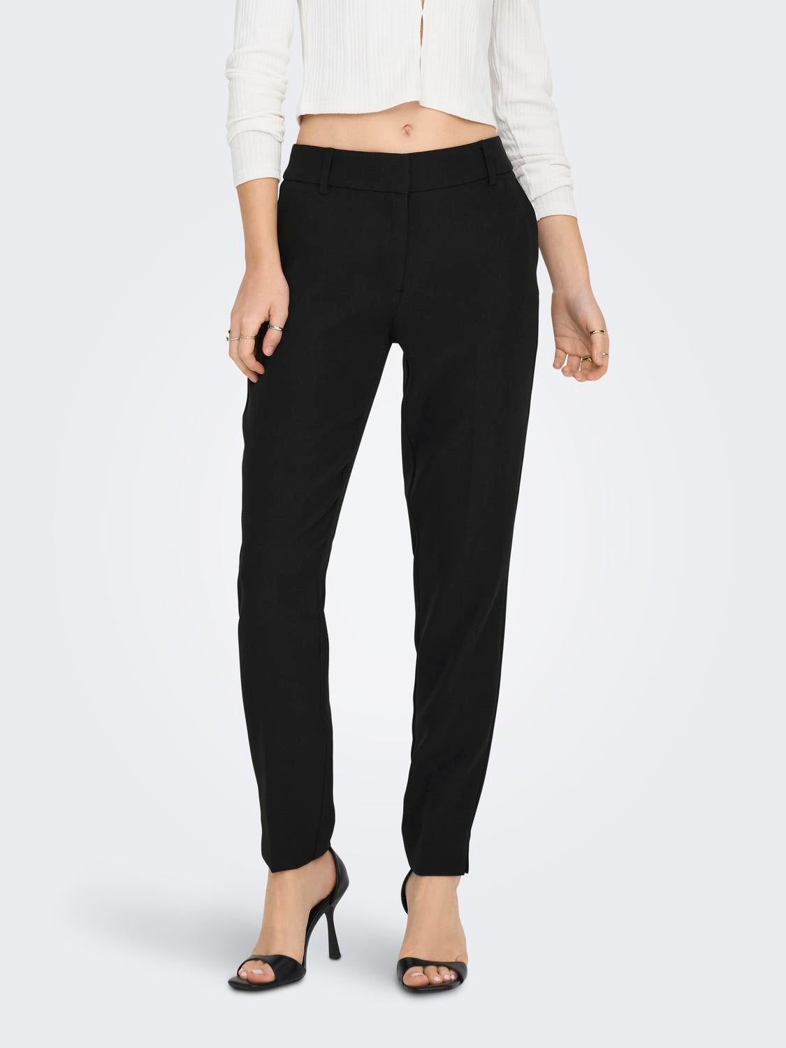 ONLVERONICA-ELLY Hohe Taille Slim Fit Hose Black