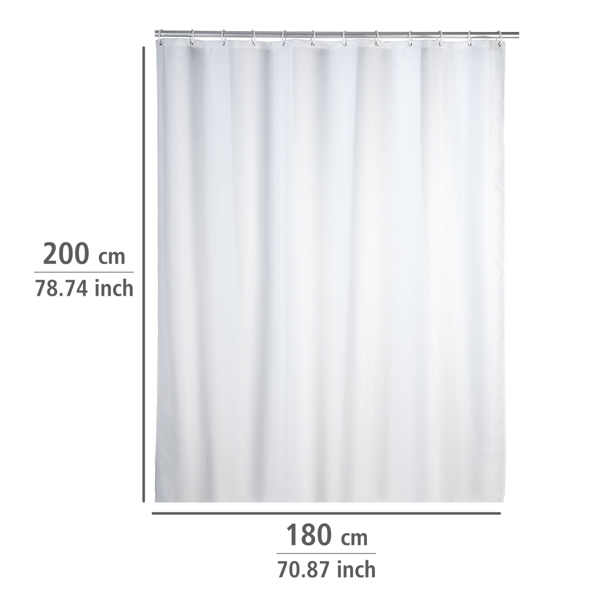 Wenko anti-schimmel douchegordijn 180x200cm polyester uni wit inclusief ringen