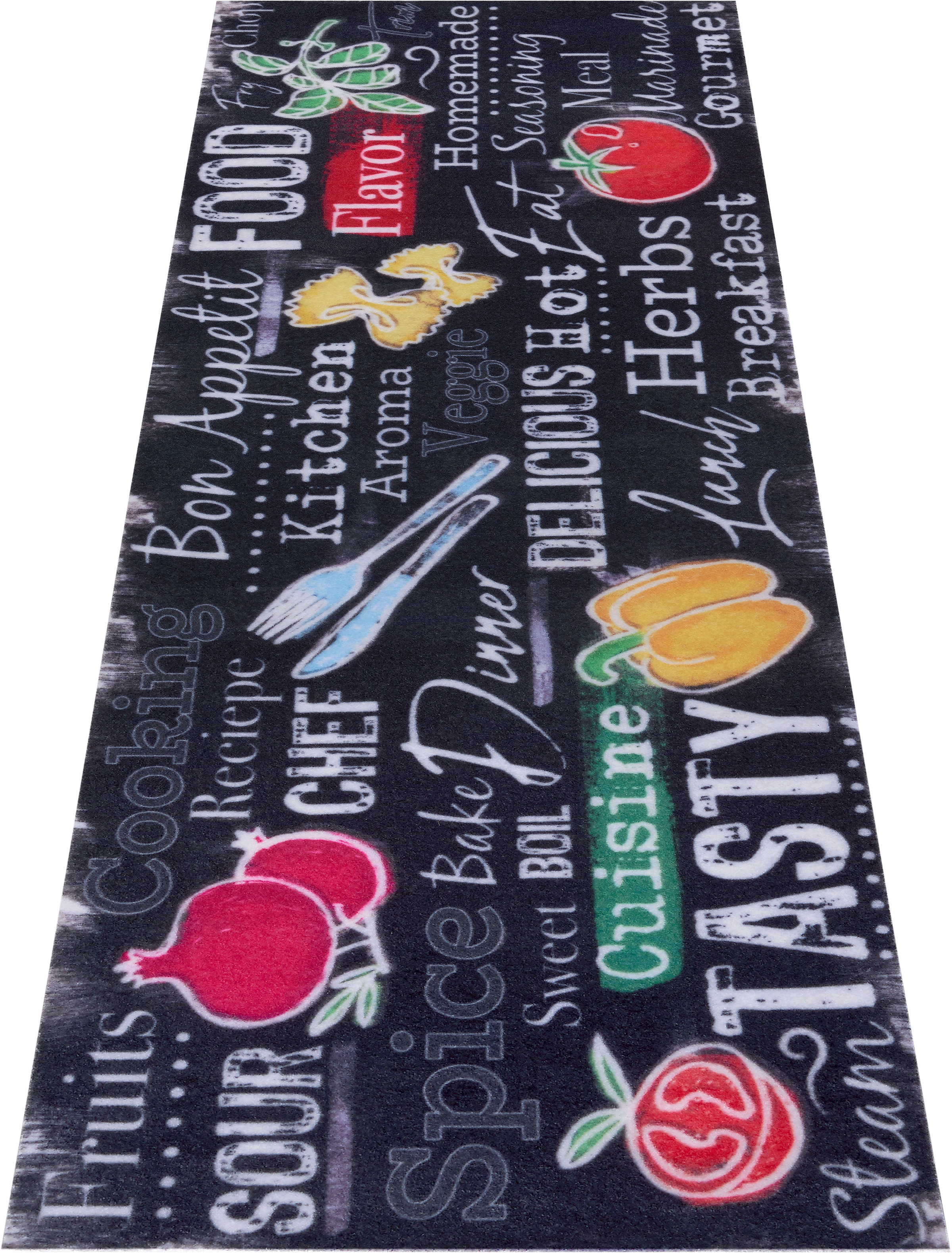 HANSE Home Küchenläufer »Delicious Kitchen Board« rechteckig 3 mm Höhe Läufer, Rutschfest, Küchenteppich, Küche, Teppich, Pflegeleicht