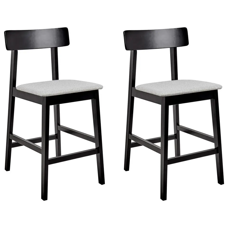 ISANTI - Barkruk set van 2 - Grijs/Zwart - Rubberhout