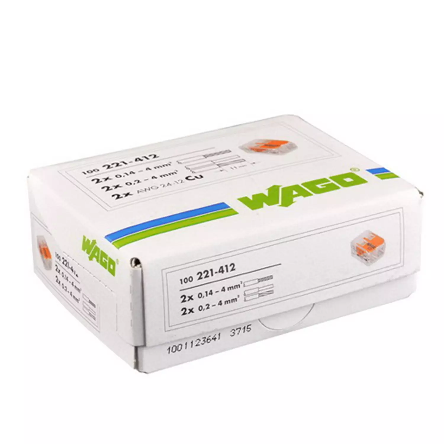 Wago 221-412 Lasklem 2-gaats - 4 mm - hersluitbaar - transparant-oranje (100st)