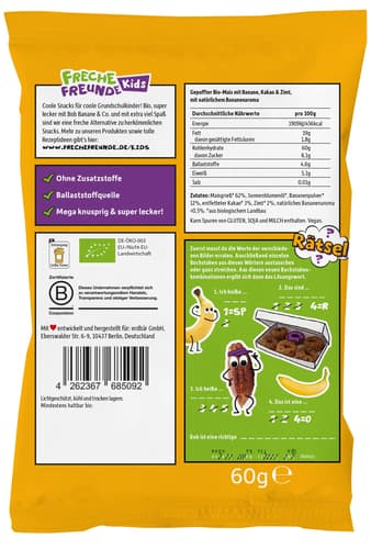 Freche Freunde Kids Bio Knusper-Donuts Banane, Kakao & Zimt