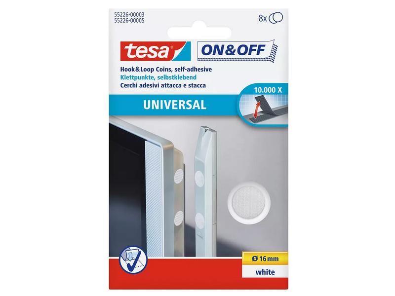 tesa Klettpunkte 16 mm, 8 Stück Klettpunkte zum Aufkleben
