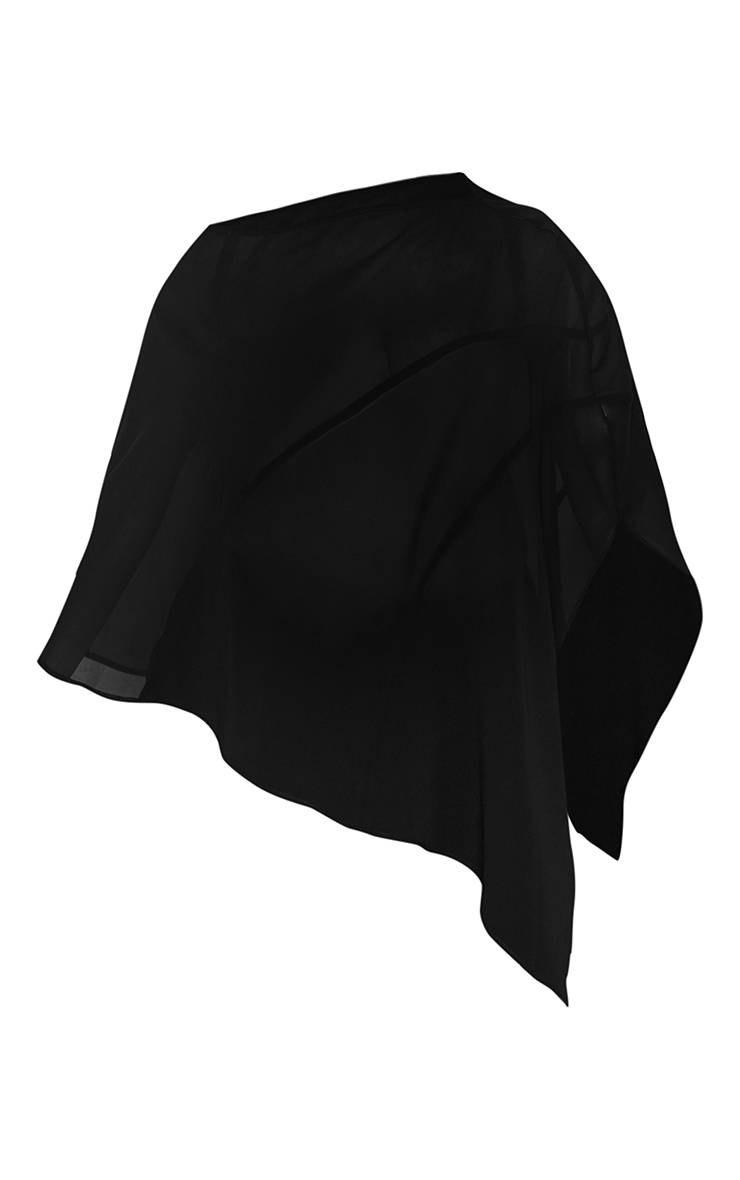Noir Haut Cape En Mousseline Grande Taille