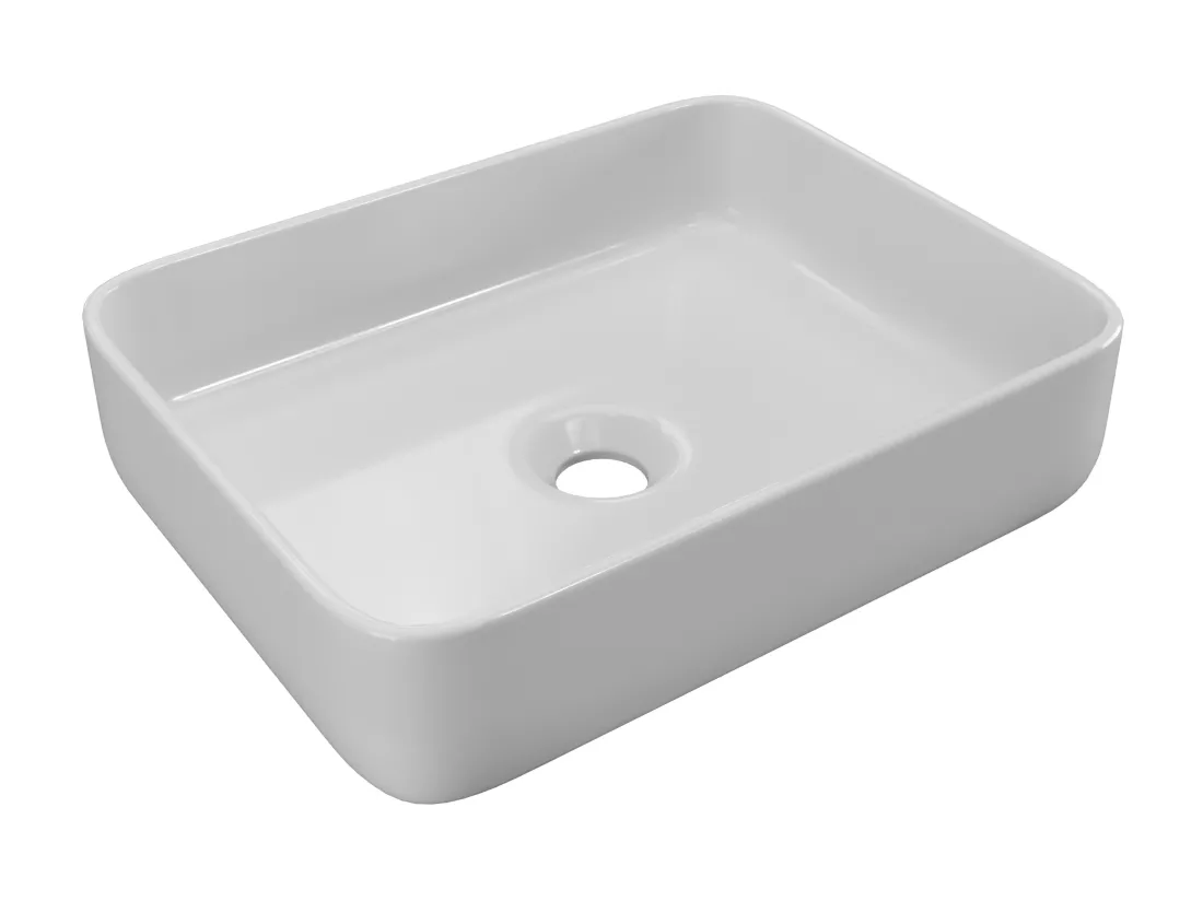 Vasque à poser rectangle en céramique - Blanc - 50 x 39 cm - JUNIKO II