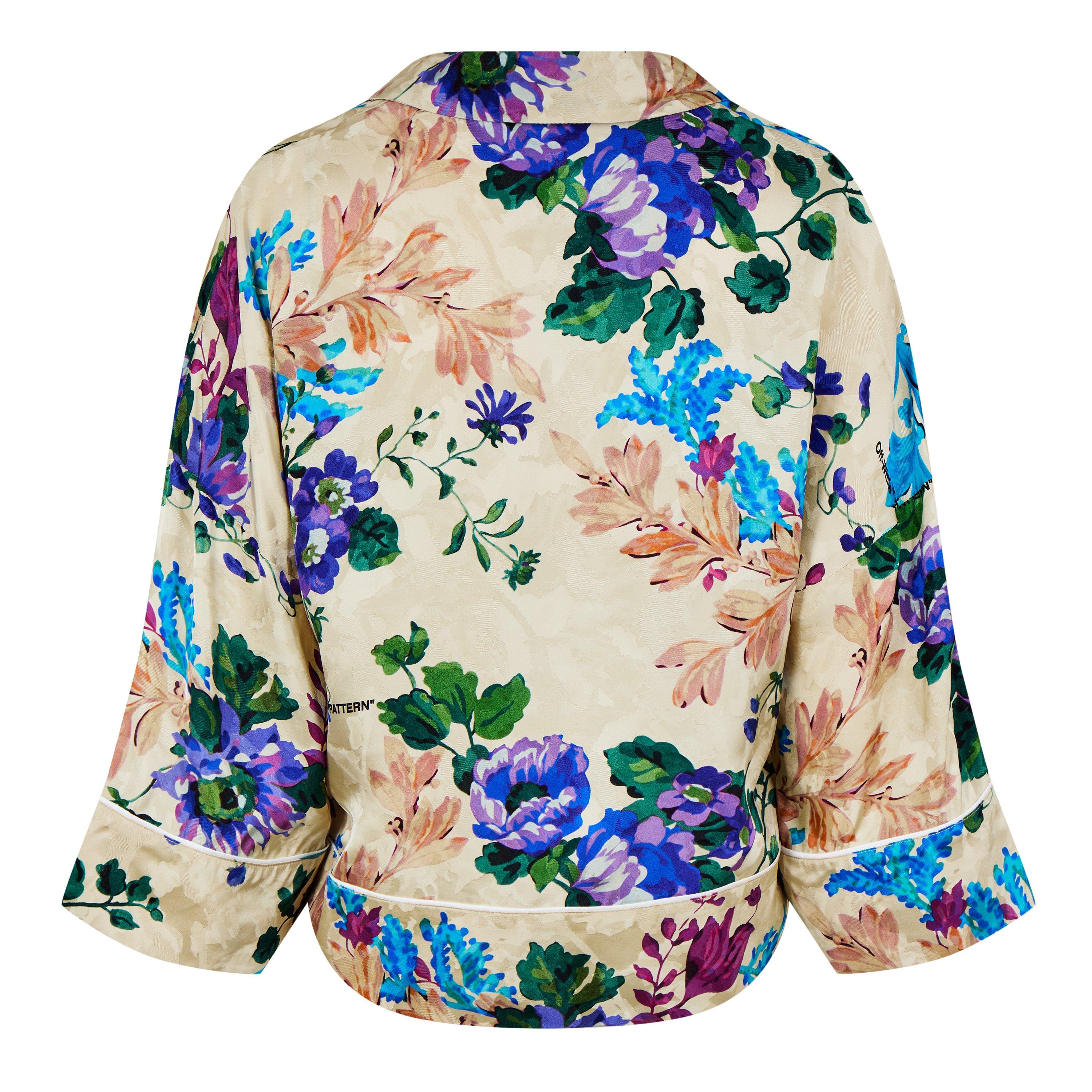 Off White Satin Pyjama Crop Shirt