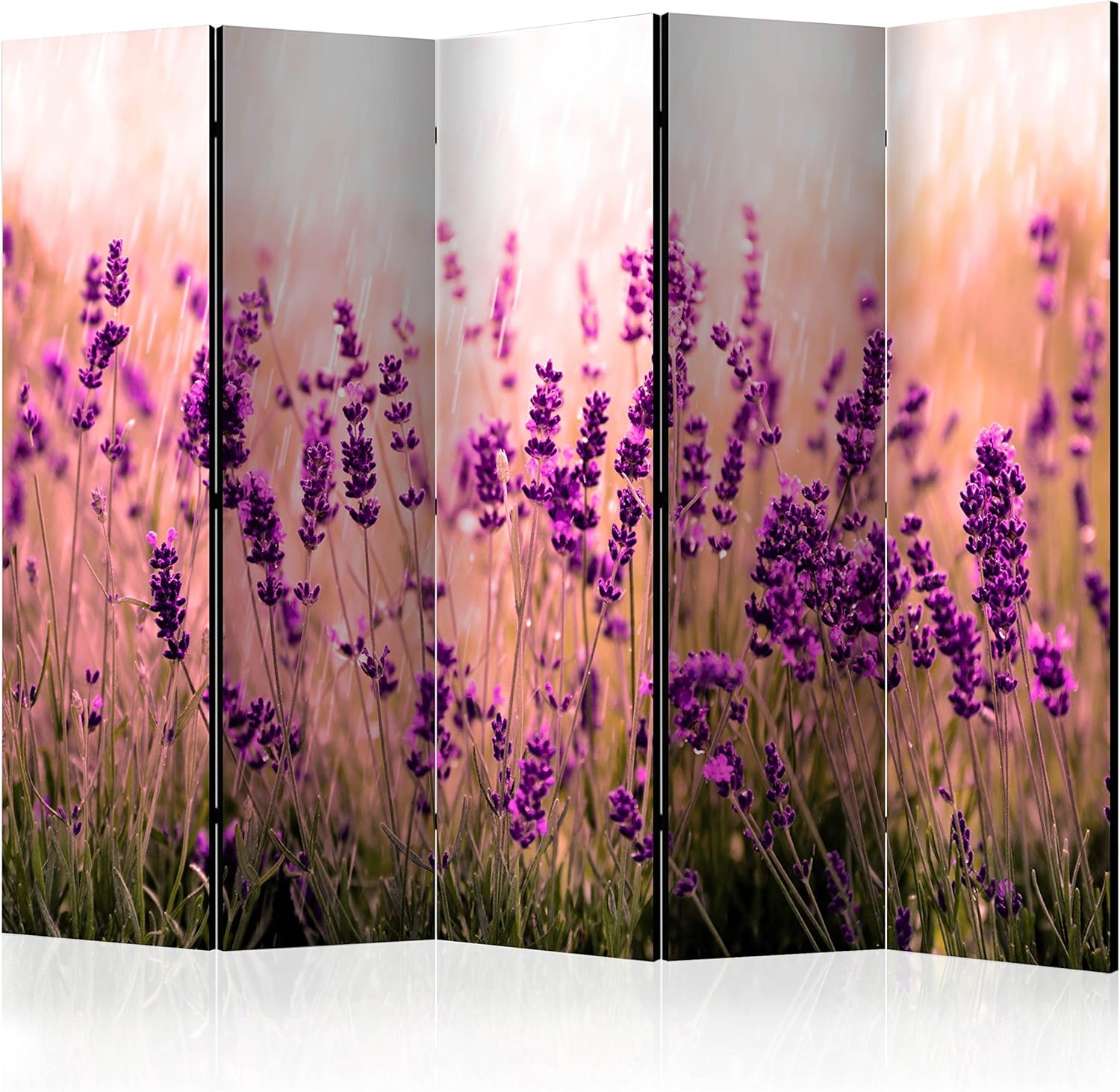 murando Raumteiler Lavendel Natur Wiese Foto Paravent 225x172 cm einseitig auf Vlies-Leinwand Bedruckt Trennwand Spanische Wand Sichtschutz Raumtrenner - Home Office - violett b-B-0111-z-c