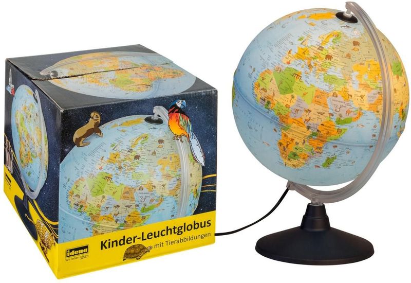 Idena - 22059 - Wereldbol - Politieke Kaart - LED Verlichting - Doorsnede 30 cm