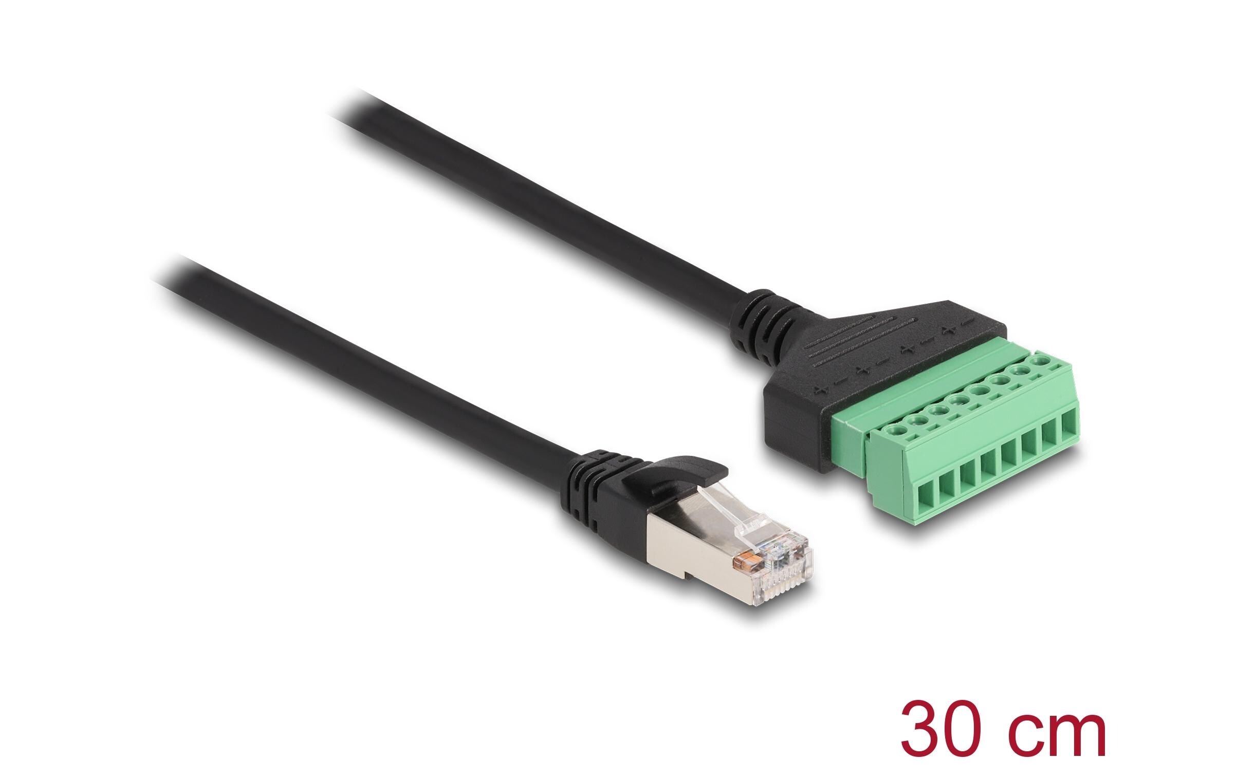 Terminalblock - RJ45 Kabel 1 StückDelock RJ45 Kabel Cat.6 Stecker zu Terminalblock Adapter 30 cm 2-teilig