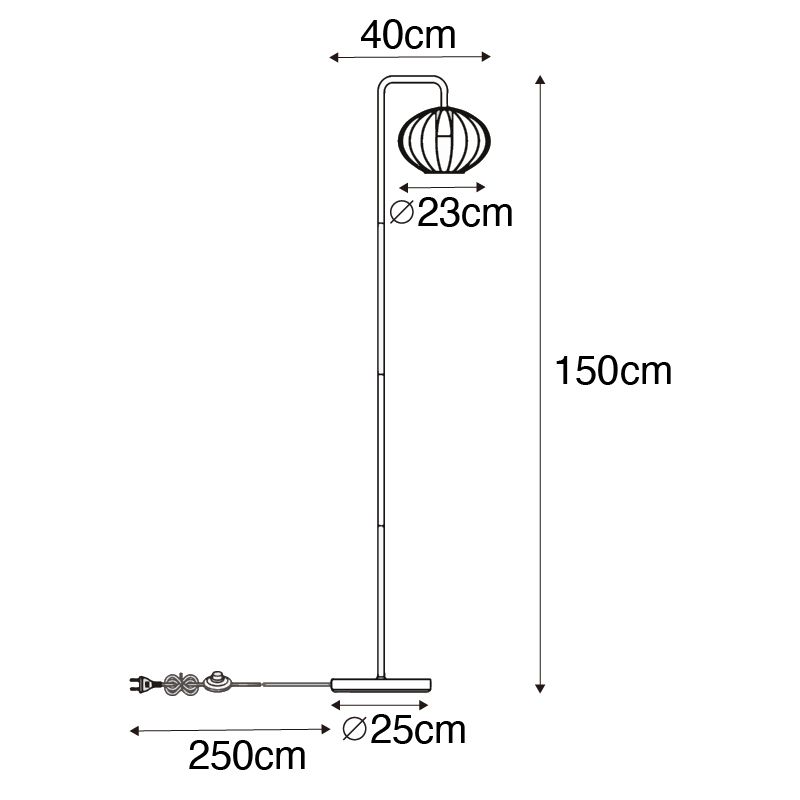 Industriële vloerlamp zwart 23 cm - Margarita