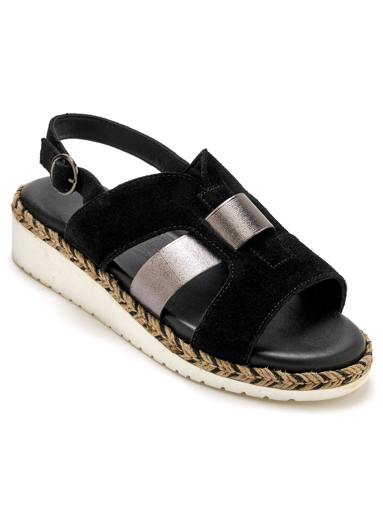 Sandales compensées cuir velours