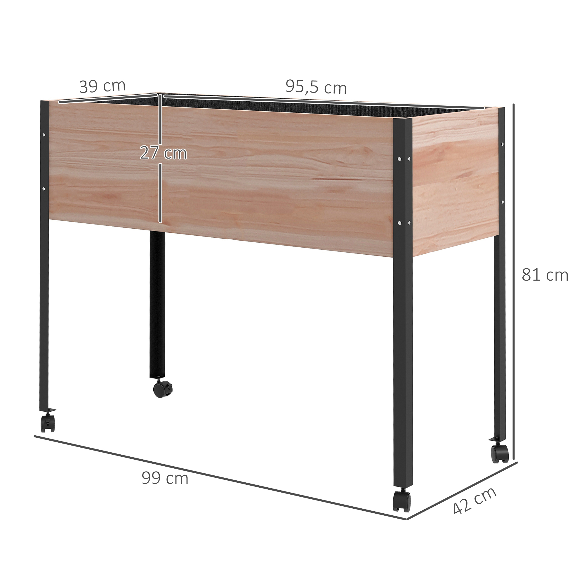 Mesa de cultivo Outsunny em madeira natural