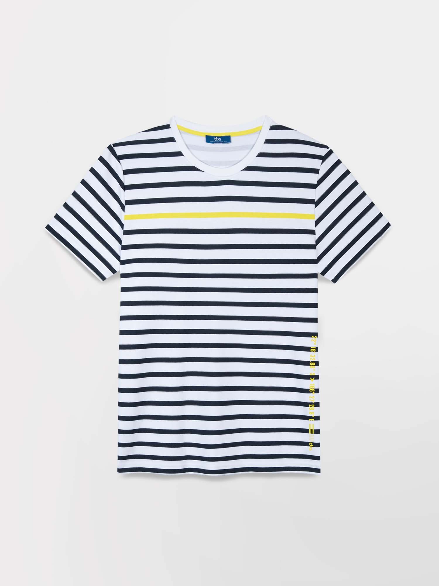 Tee Shirt Homme Marinière Toucher Epais Blanc