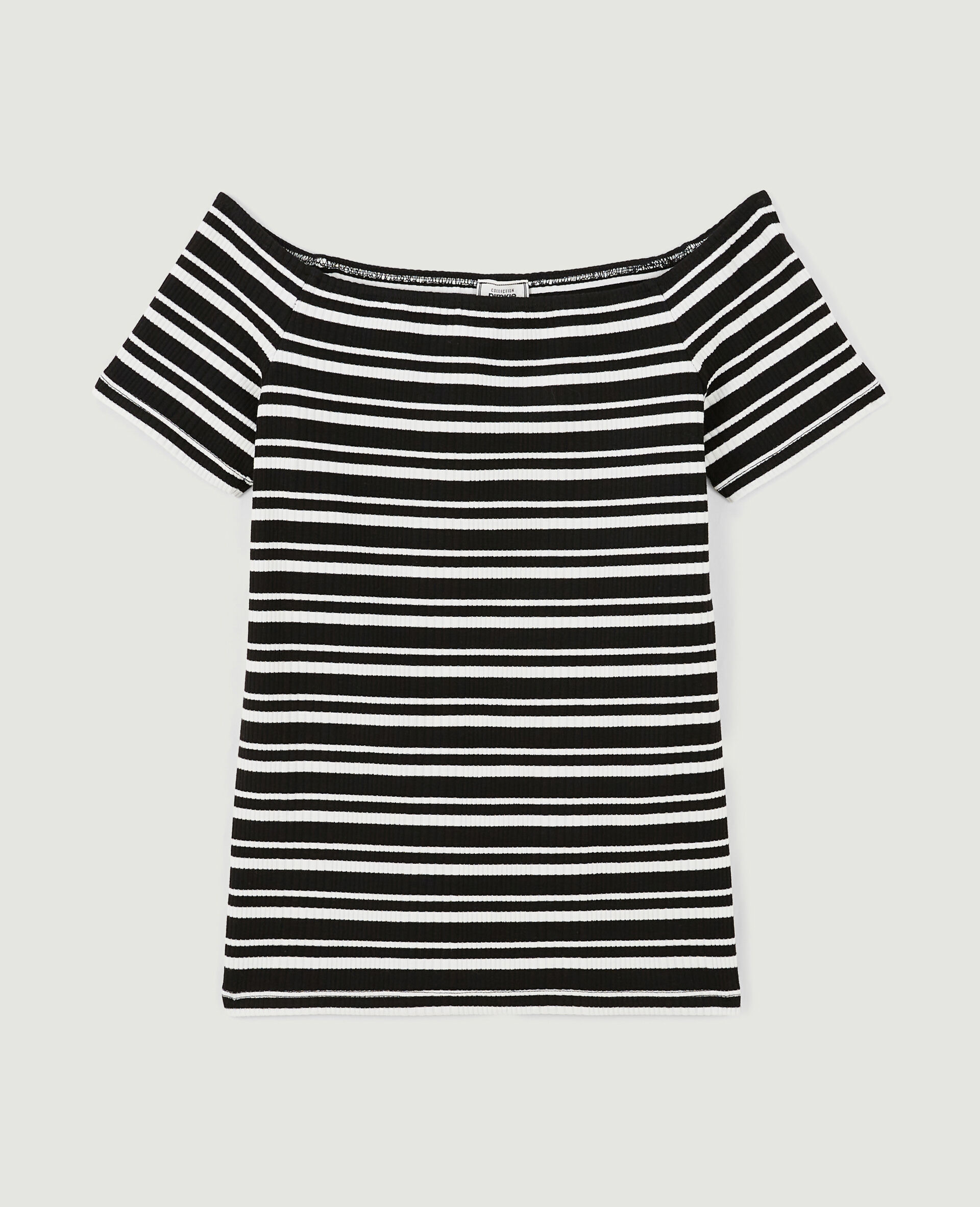 Top encolure Bardot maille côtelée - Blanc