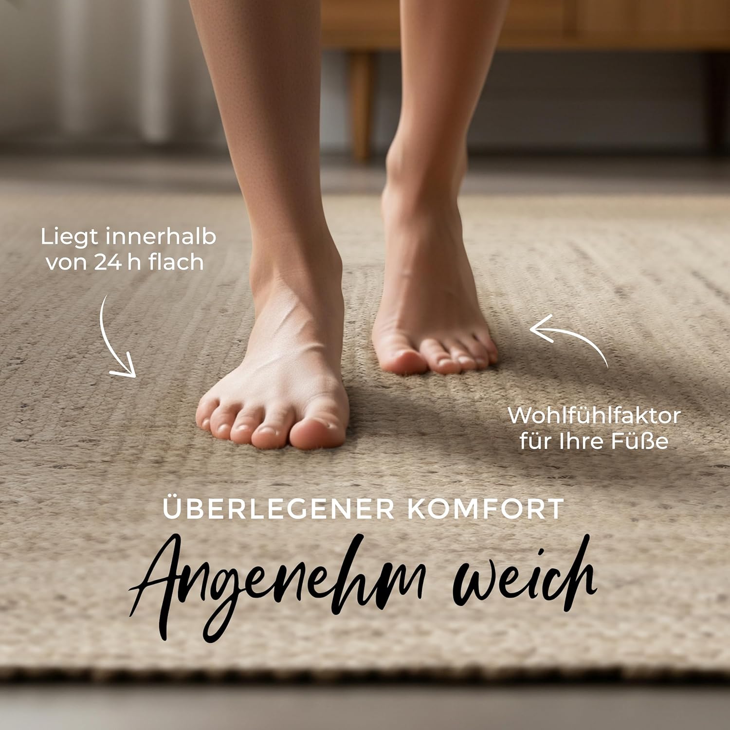 carpetfine Juteteppich Nele Taupe handgewebt aus Jute Rechteckig 200x250 cm | Moderner Naturteppich Uni im Boho - Style Flachgewebe Teppich für Wohnzimmer und Schlafzimmer