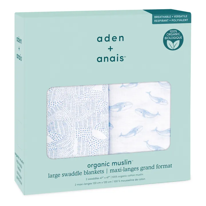aden + anais Maxi-langes Oceanic - Set de 2 | Bleu