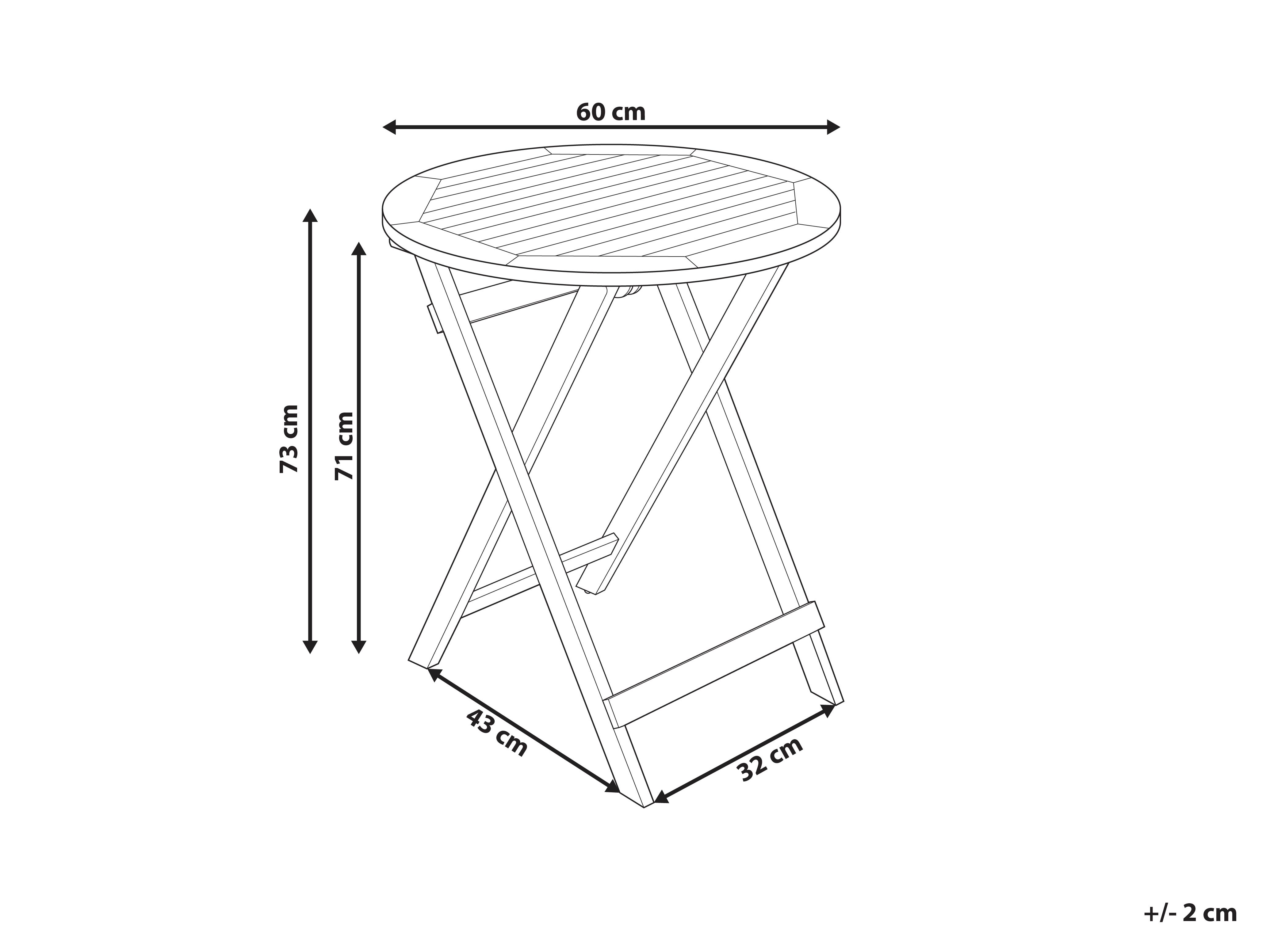 Bistrotafel PROSSEDI 60 cm 60 cm Acaciahout Bruin
