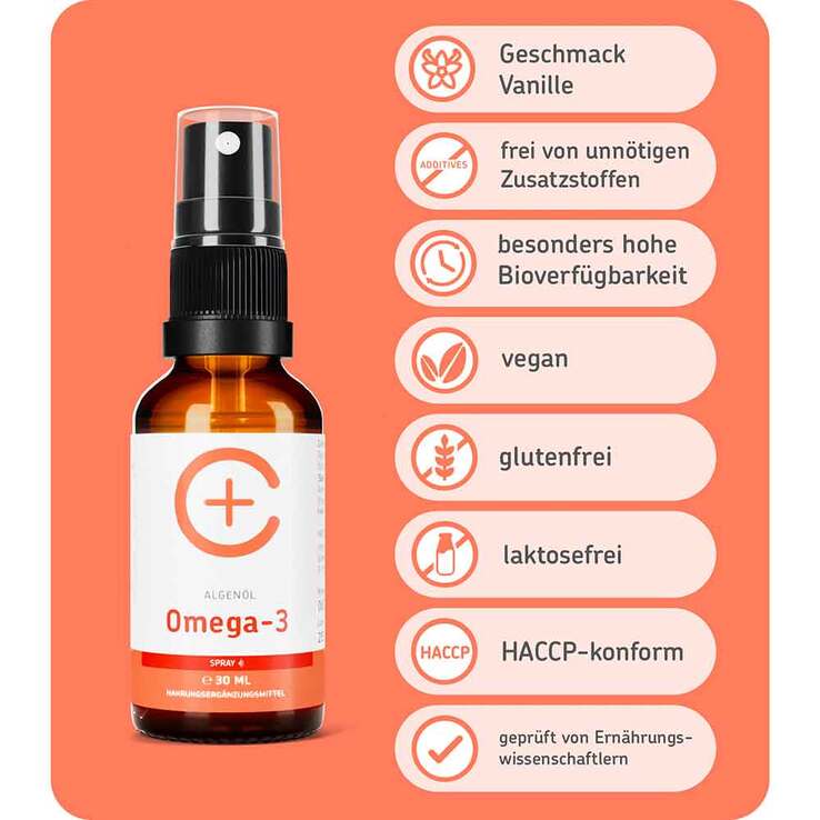 Cerascreen Omega-3 Algenöl DHA + EPA vegan Spray, 30 ml
