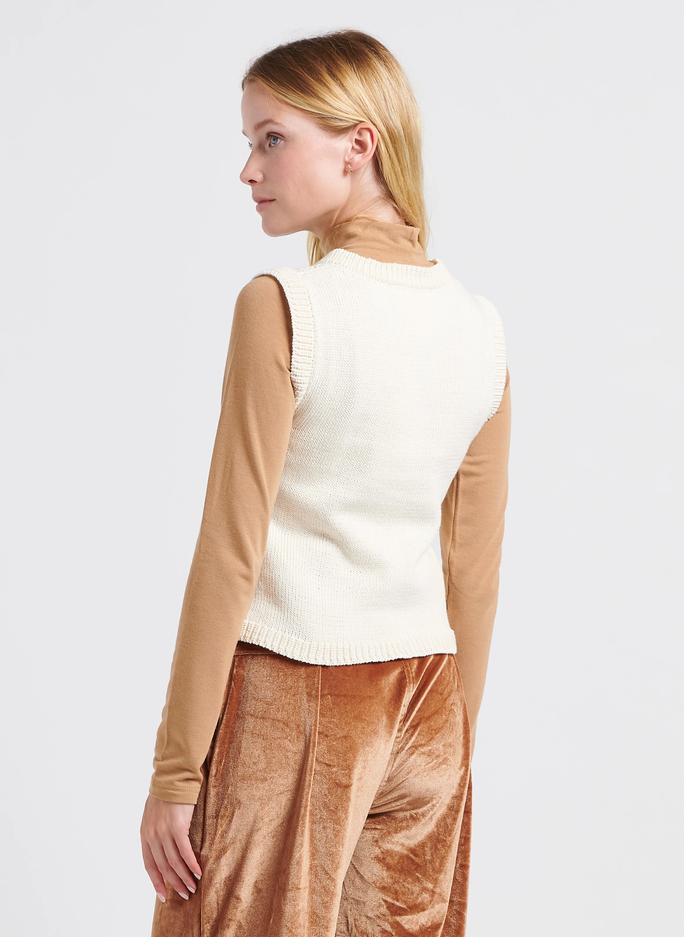 LUPE - Pull col rond en coton biologique | Beige