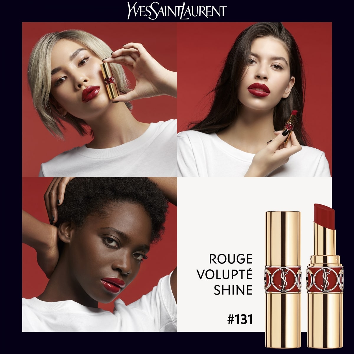 YVES SAINT LAURENT Rouge Volupté Shine Oil-In-Stick Rouge à Lèvres alliant Couleur, Soin et Brillance Longue Tenue