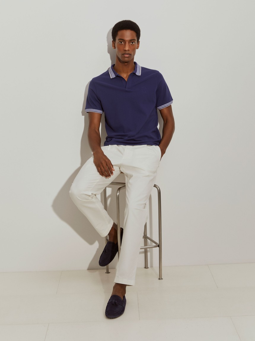 Polo piqué regular fit com riscas