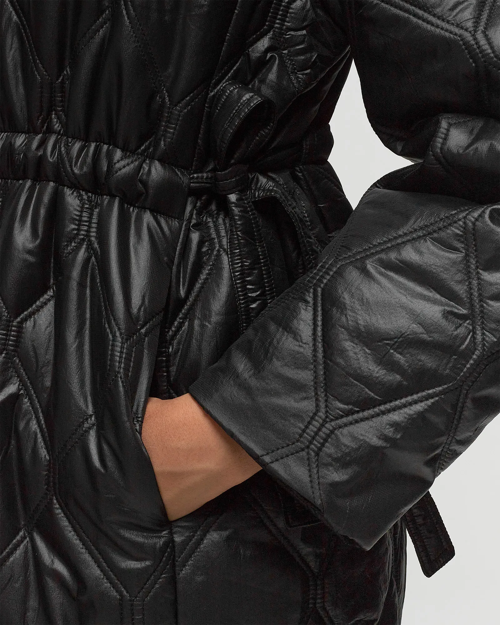 Ganni Shiny Quilt Long Coat