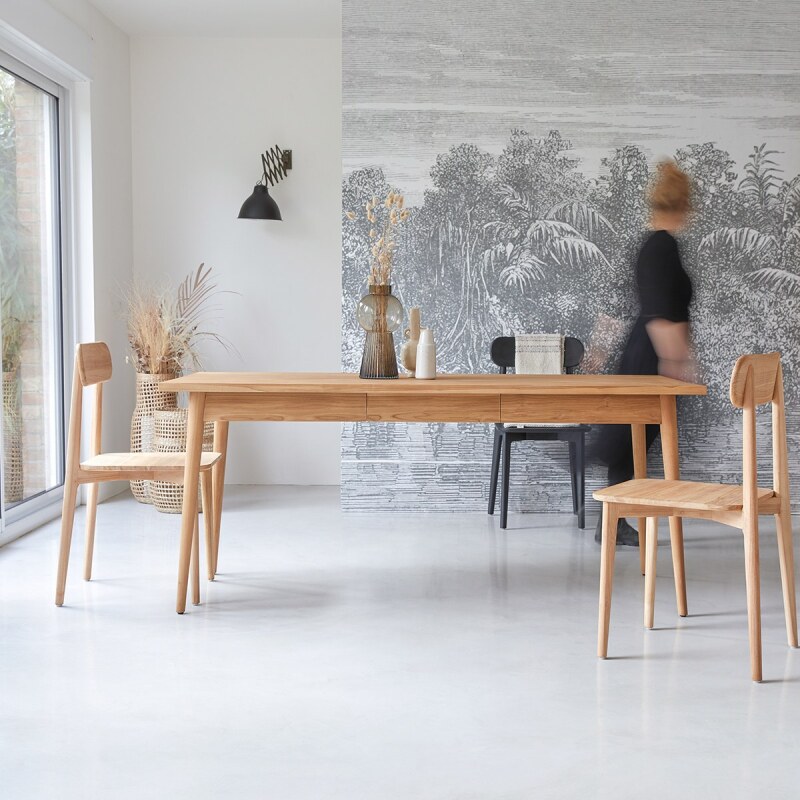 Table Jonàk en teck massif L 180 x P 80 cm, 6 à 8 personnes