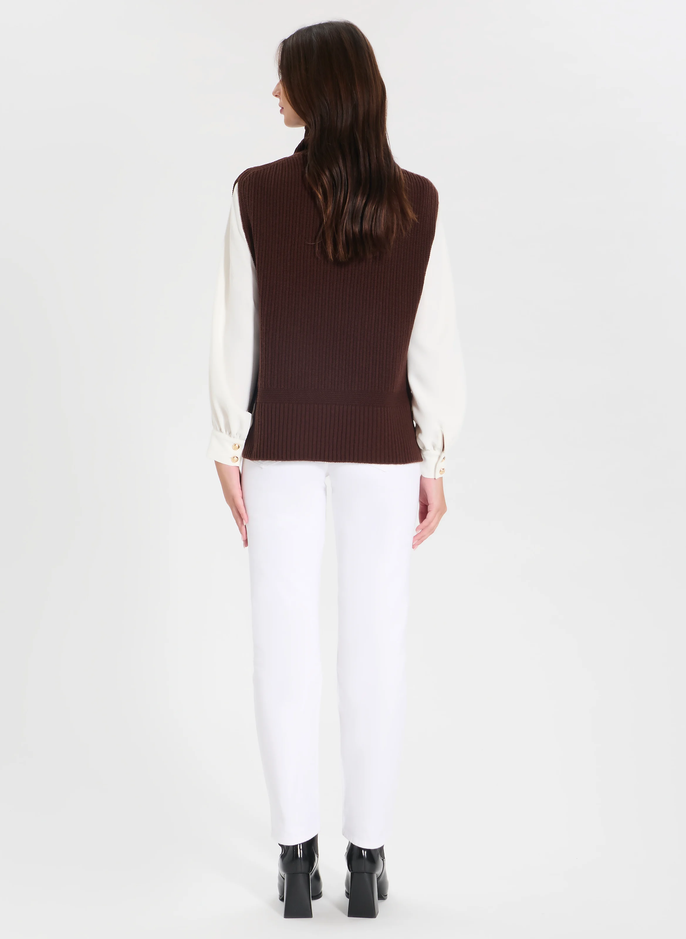 NINA - Pull droit en cachemire | Marron