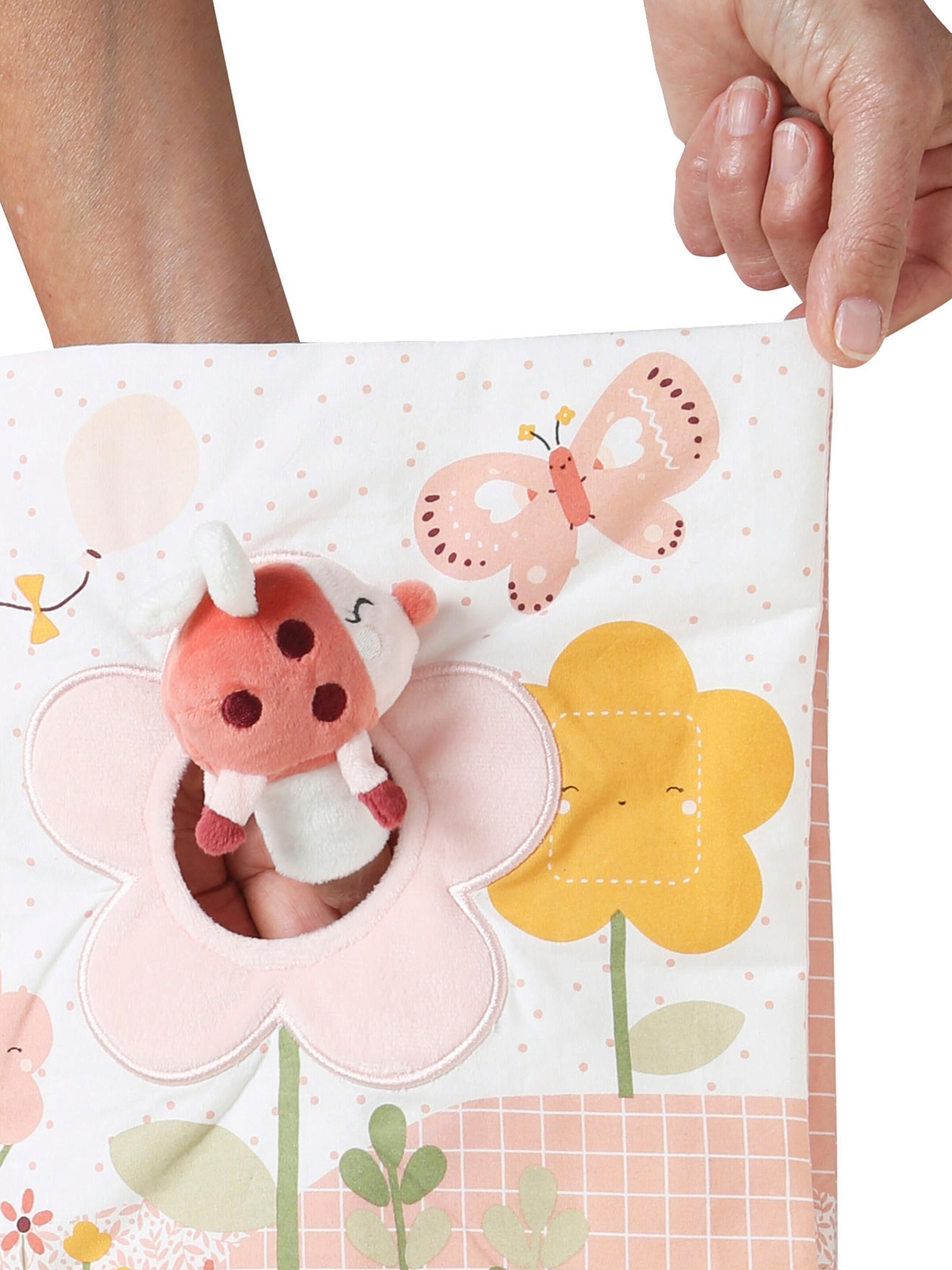 Vertbaudet Baby Stoffbuch mit Plüschtieren ROSA WELT mehrfarbig