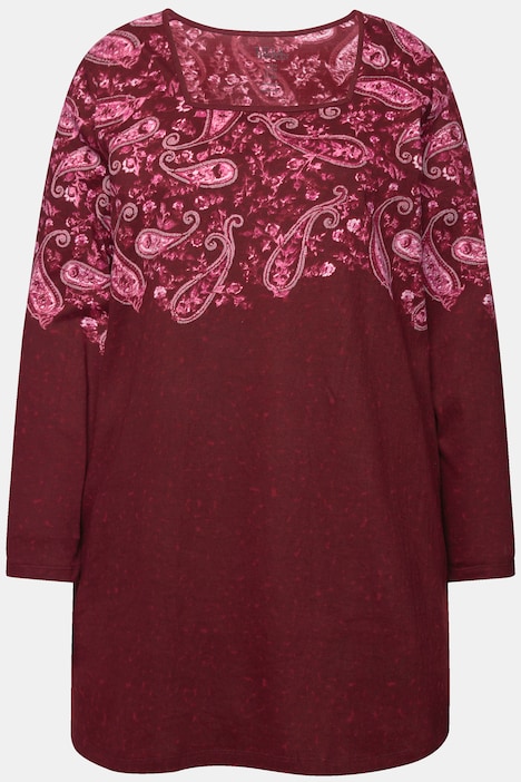 Longshirt, A-Linie, Carree-Ausschnitt, Langarm