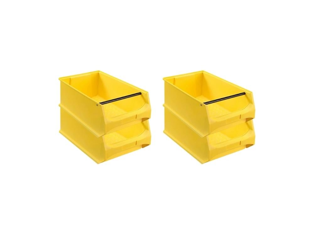 PROREGAL Super Saver Set 4x Gele Opbergdoos 5.1 met Handvat HxBxD 20 x 30 x 50 cm 21,8 Liter Opbergcontainer