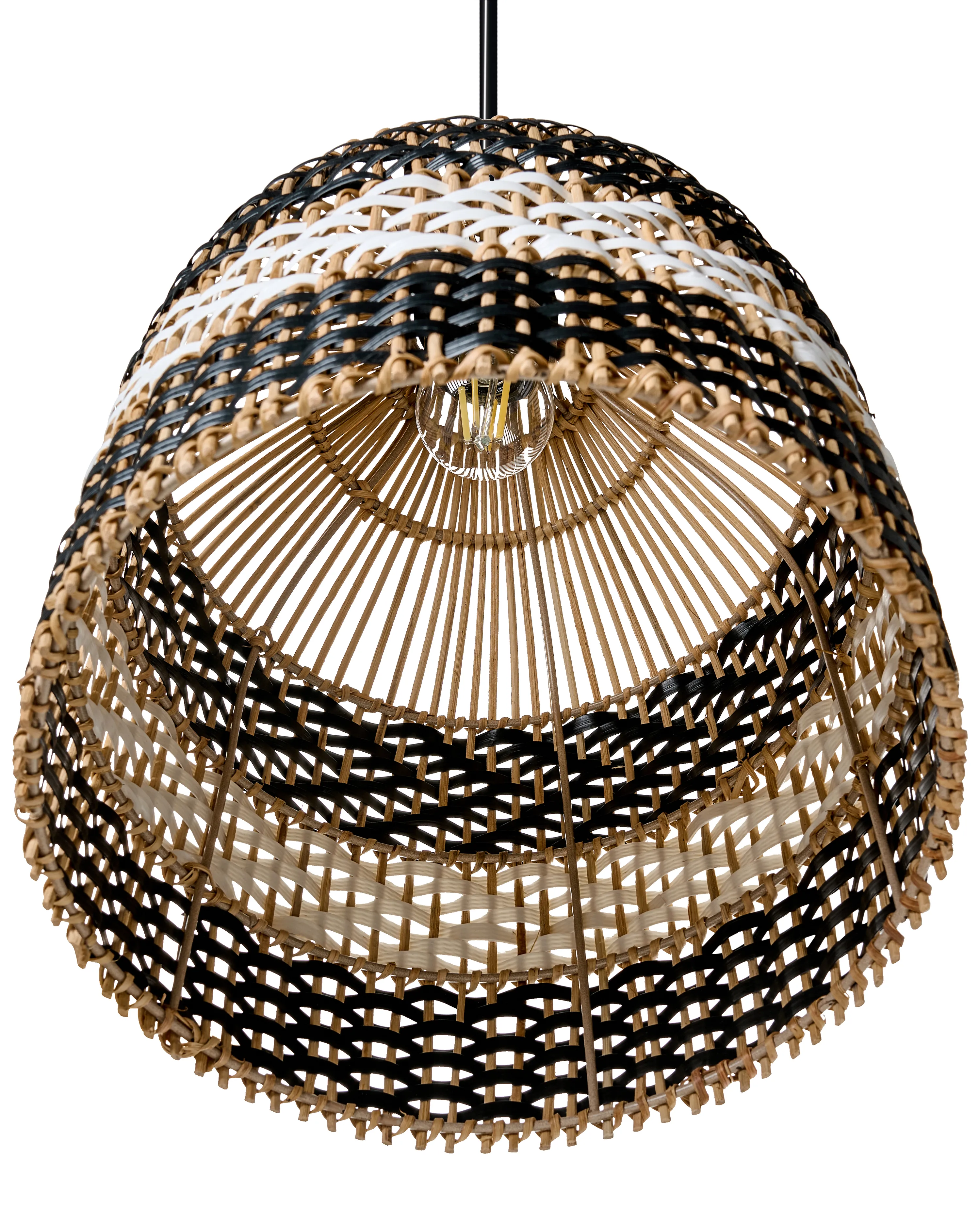 Hanglamp TURABO Rotan Zwart/wit