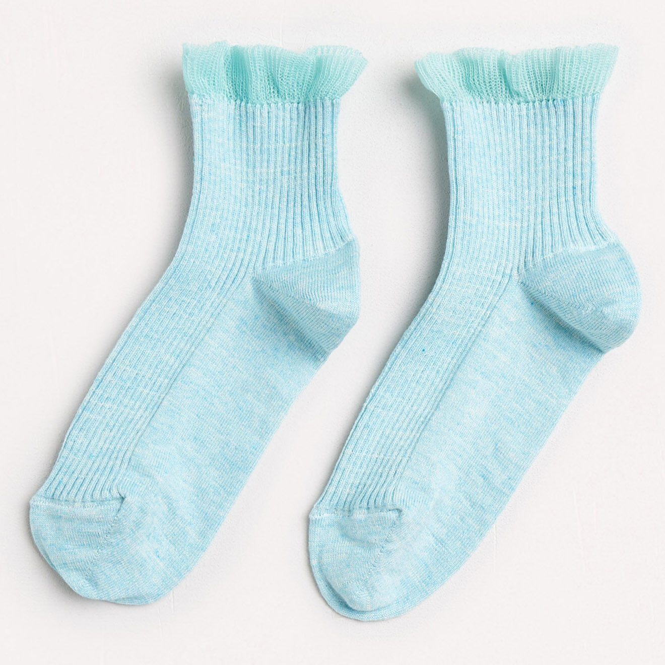 Bellerose Chaussettes mi-hautes Freta à volants bleu turquoise