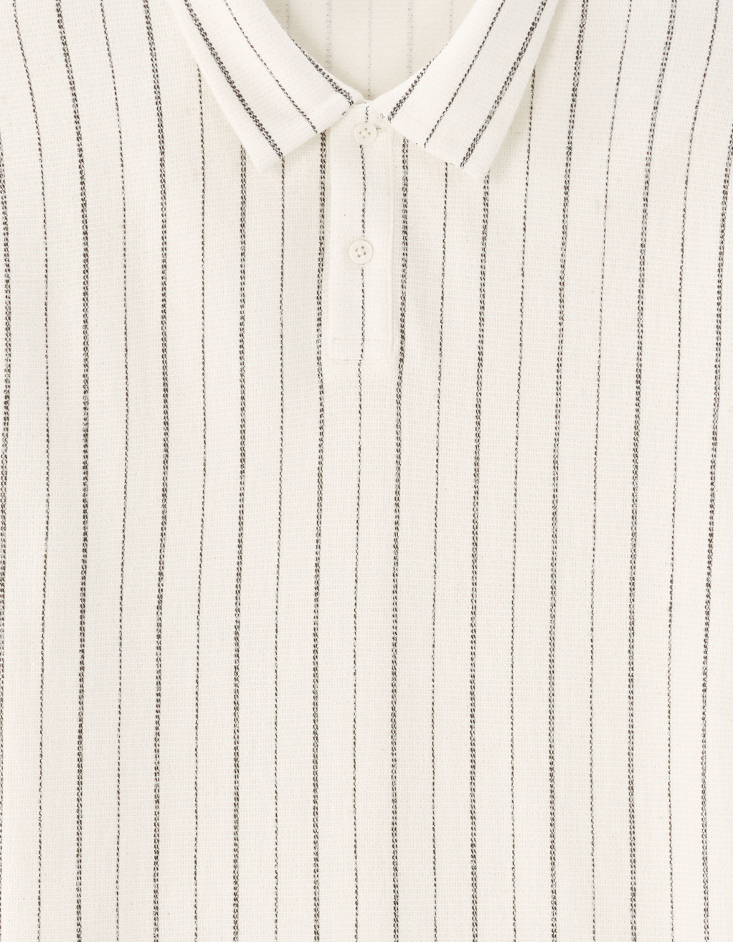 Polo regular rayé et texturé - écru