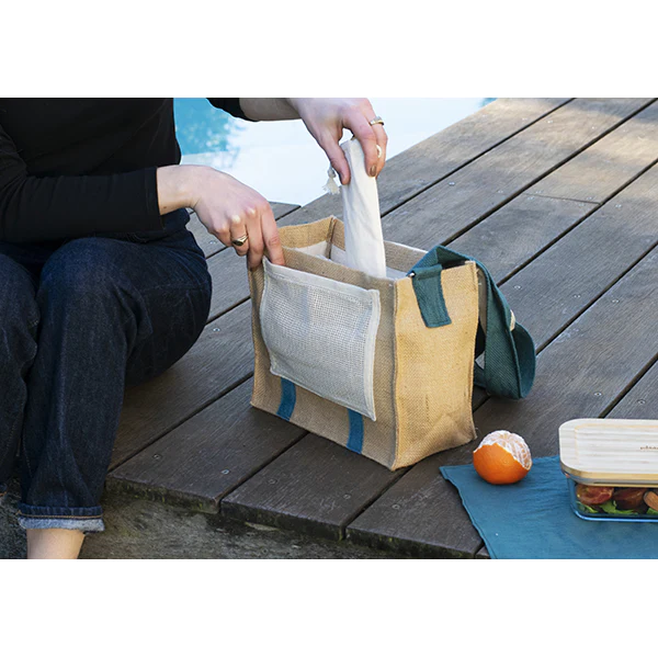 Sac déjeuner avec bandoulière et set de table Pebbly