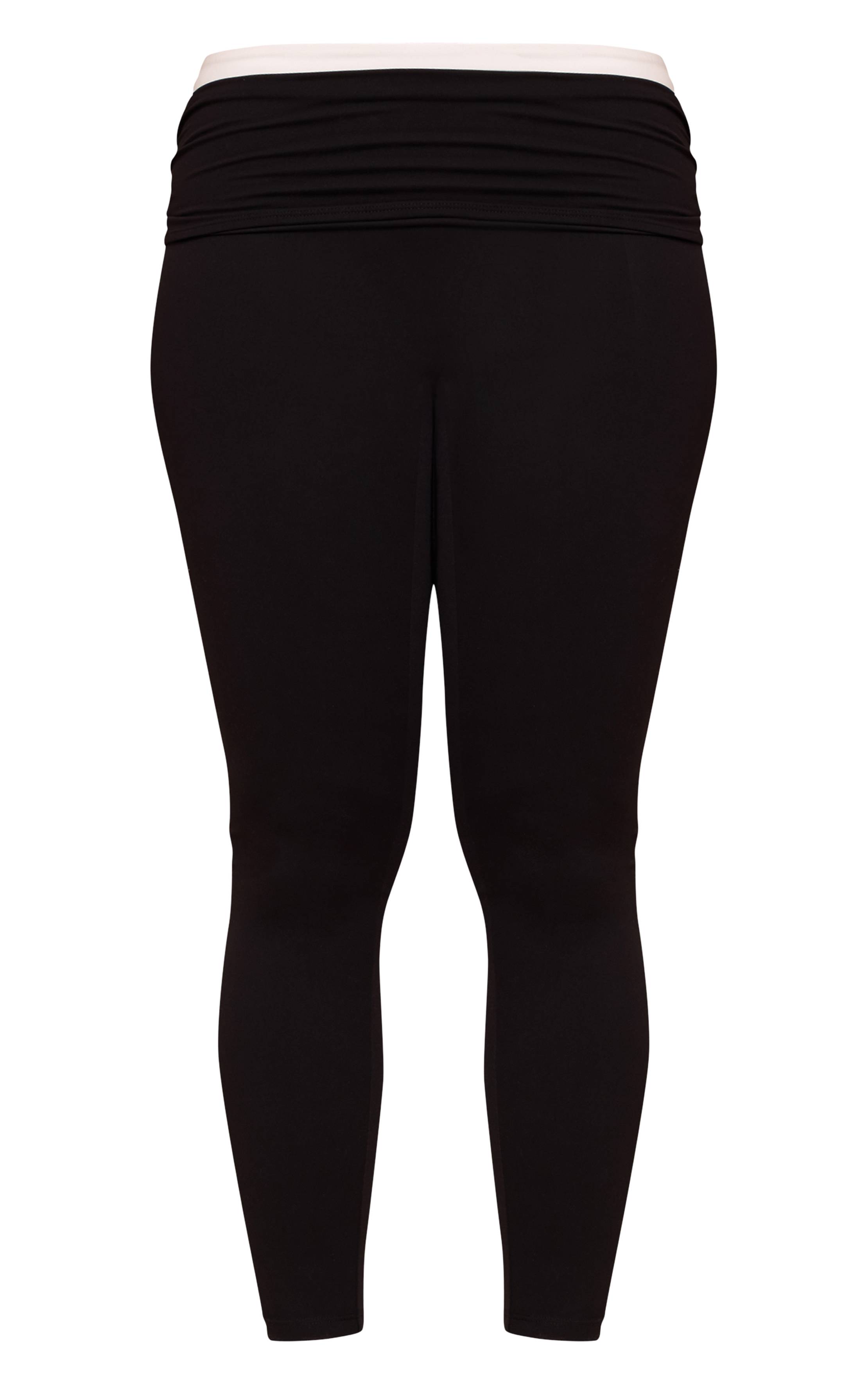 Noir Legging Sculptant Actif Shape À Taille Contrastante Rabattue