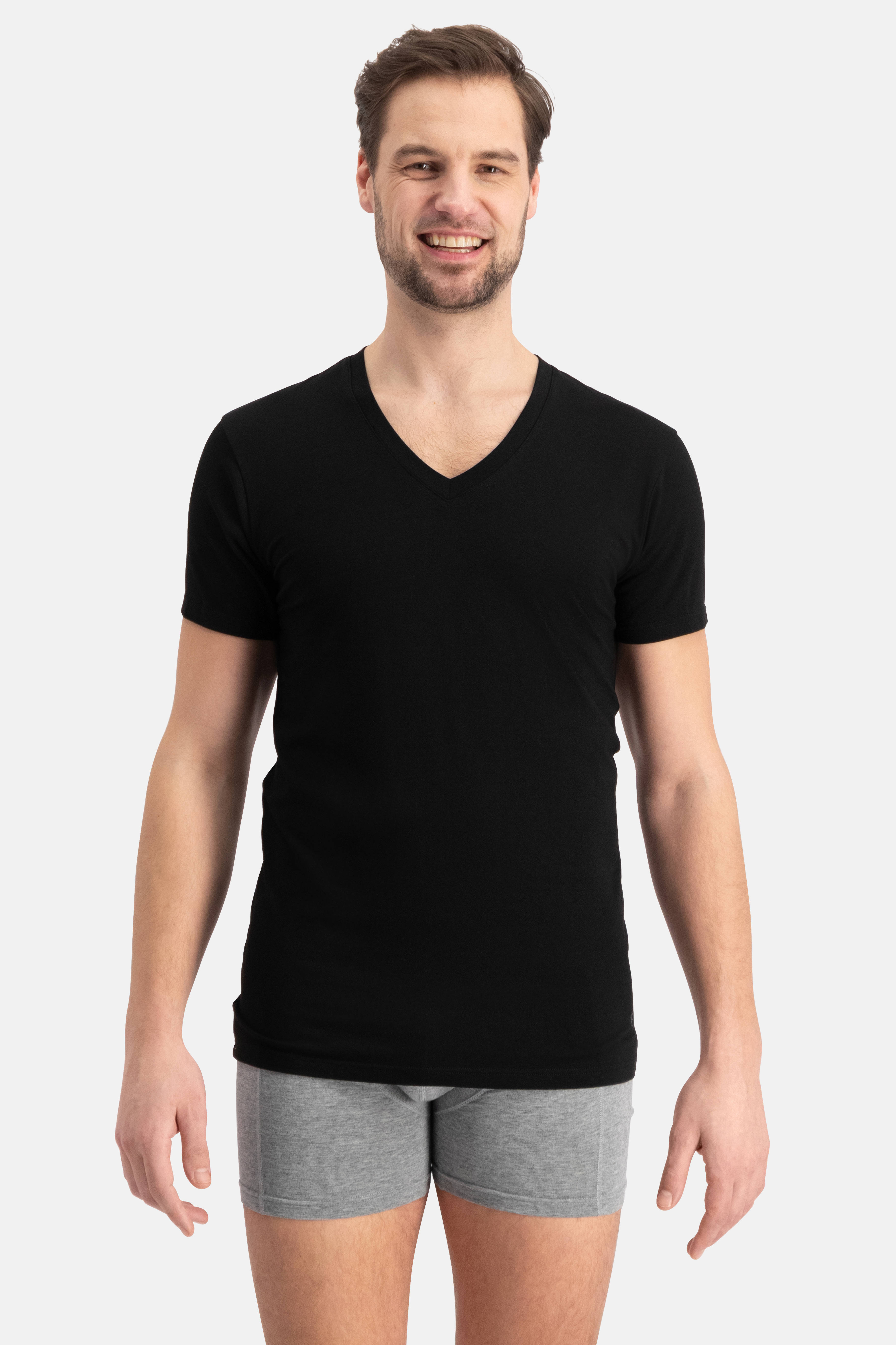 Bamboo Basics slimfit ondershirt Vinn met bamboe (set van 2) zwart