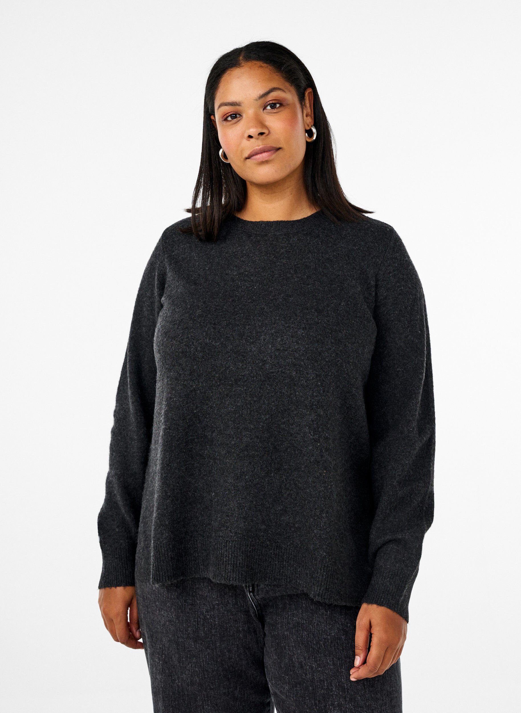Strikbluse med uld og slidser