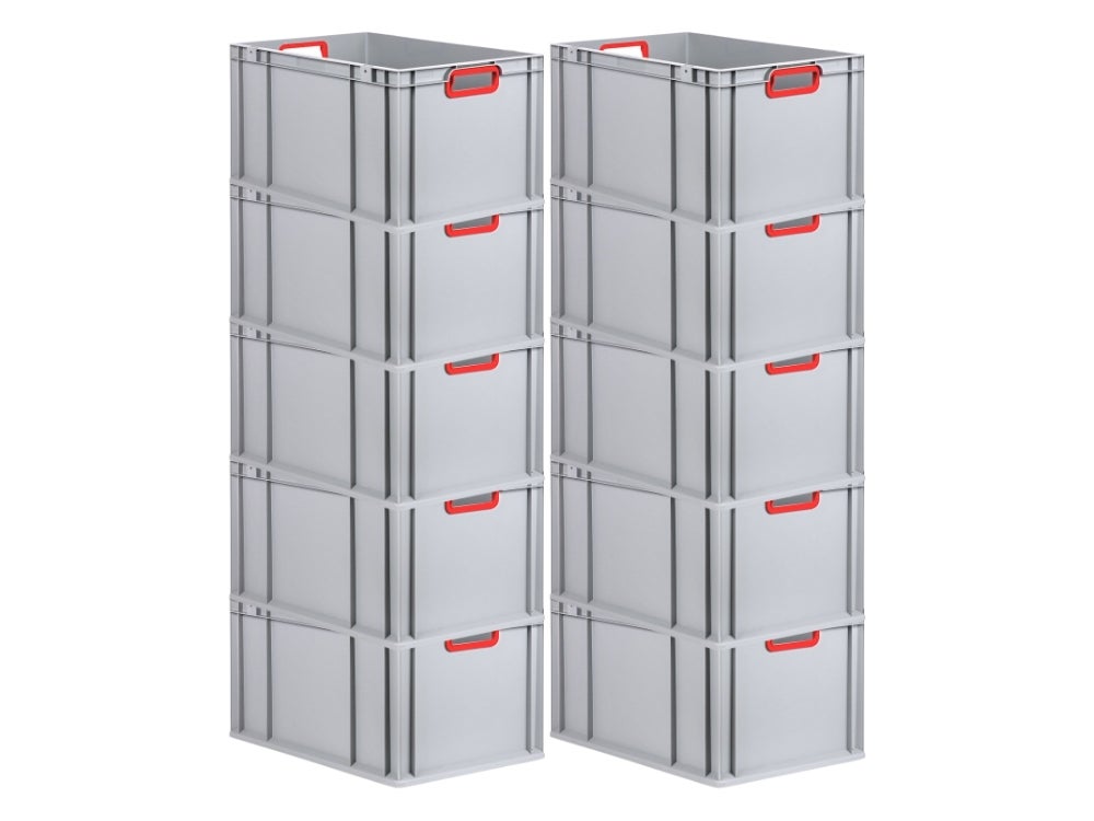 PROREGAL Eurobox Nextgen Kleur HxBxD 32 x 40 x 60 cm 65 liter Handgrepen Rood Open Versterkte Bodem Euro Container Transportbox
