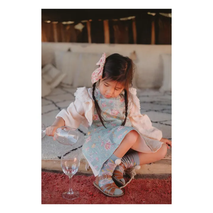 Louise Misha Tablier Eve en coton bio | Bleu turquoise