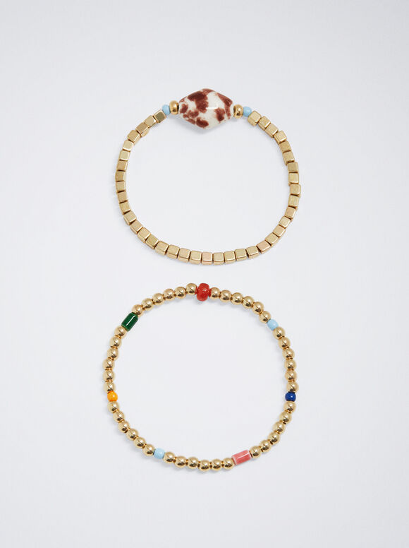 Conjunto de pulseiras de miçangas - Multicolorido