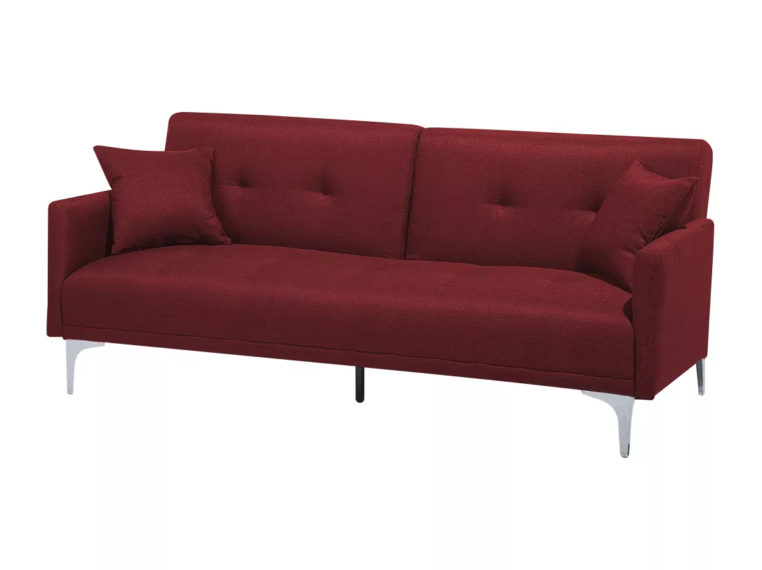 Canapé convertible 3 places en tissu rouge LUCAN