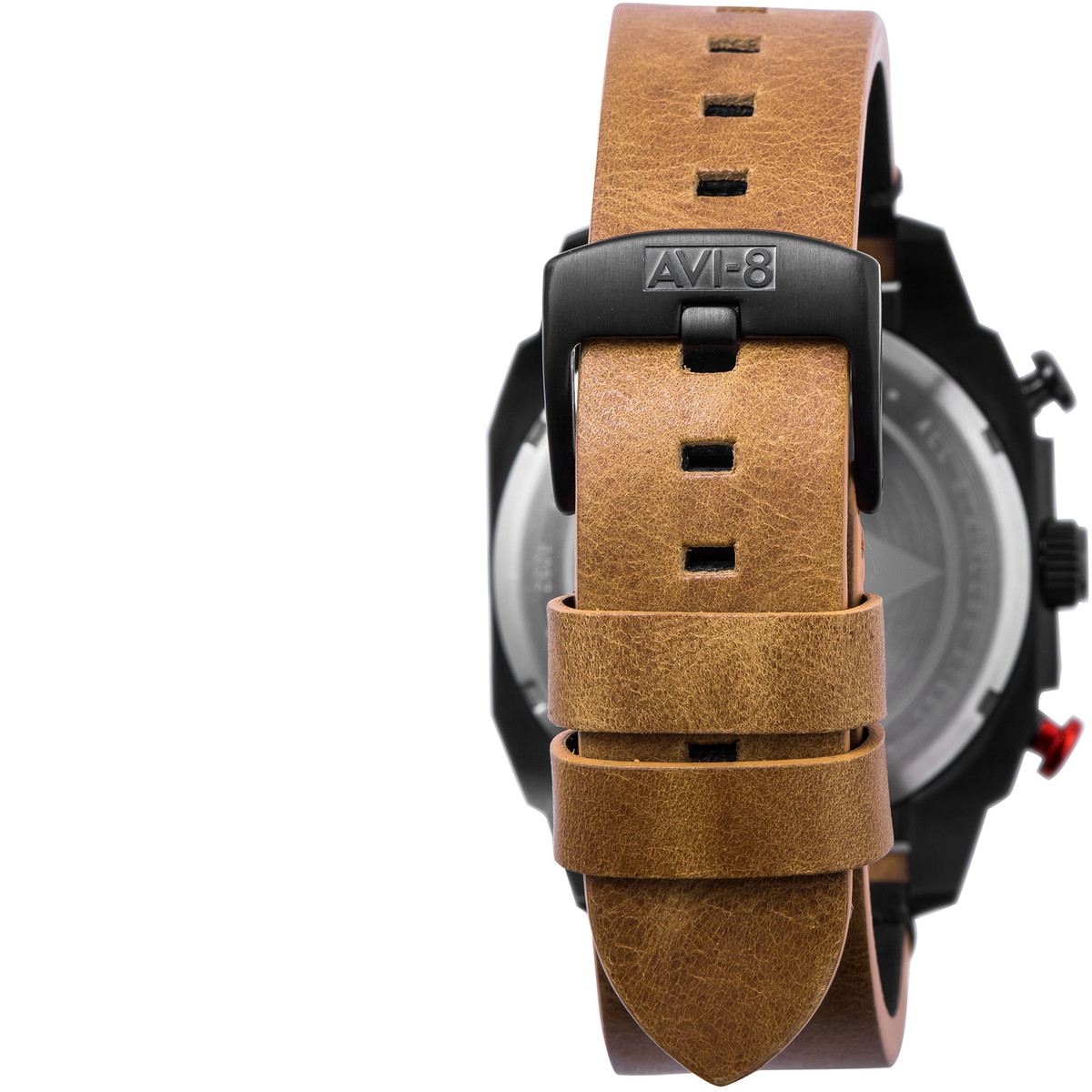 Montre AVI-8 homme chronographe acier noir cuir