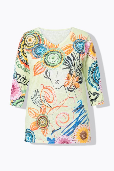 T-Shirt, Comfort Fit, Druck mit Glitzersteinchen