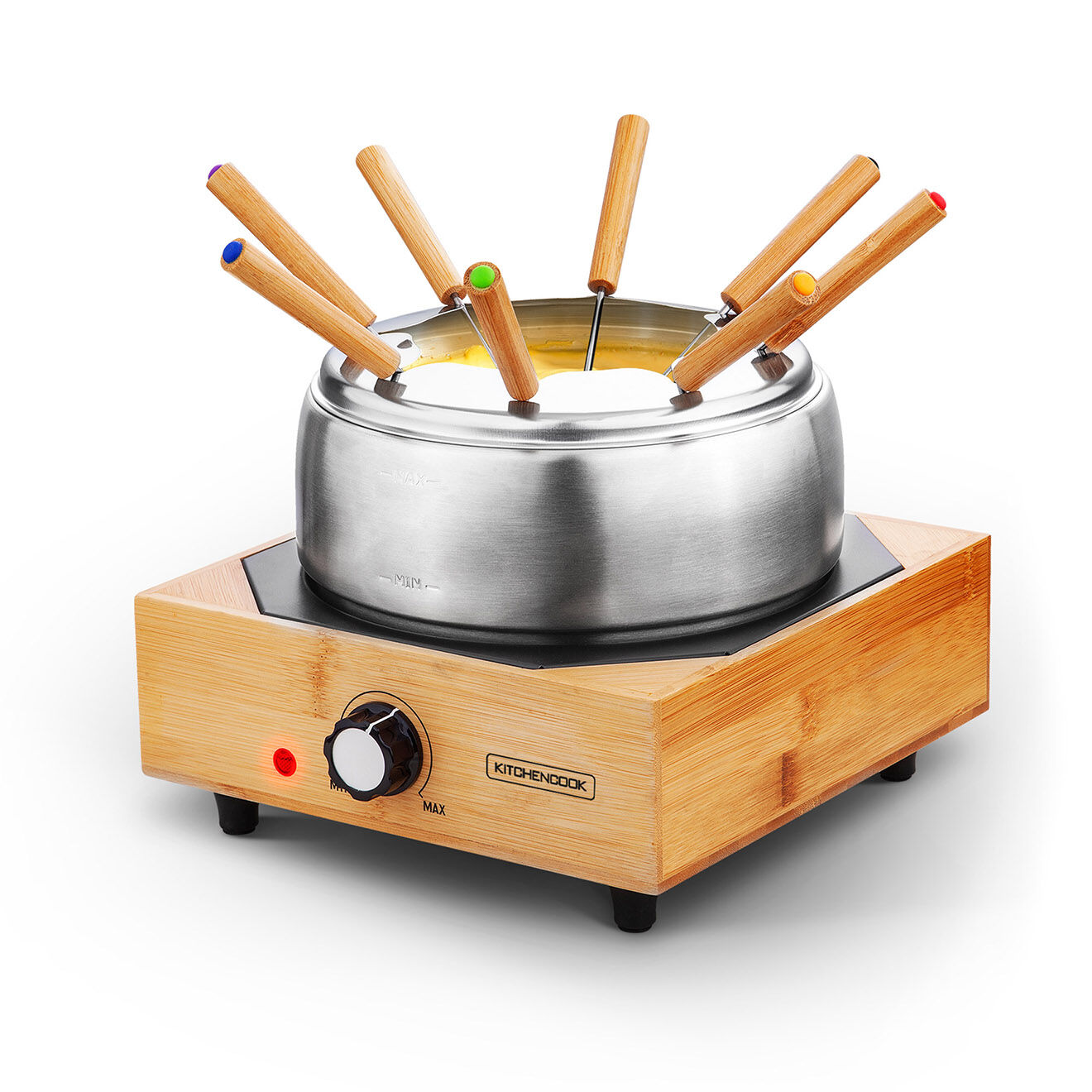 Kitchencook Appareil de fondue avec base en bambou ecowood inox multicolore